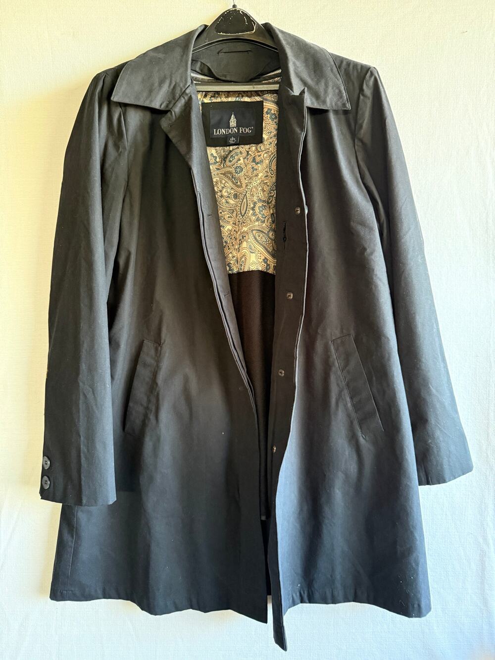 London Fog Black Mid-Length Trench Coat